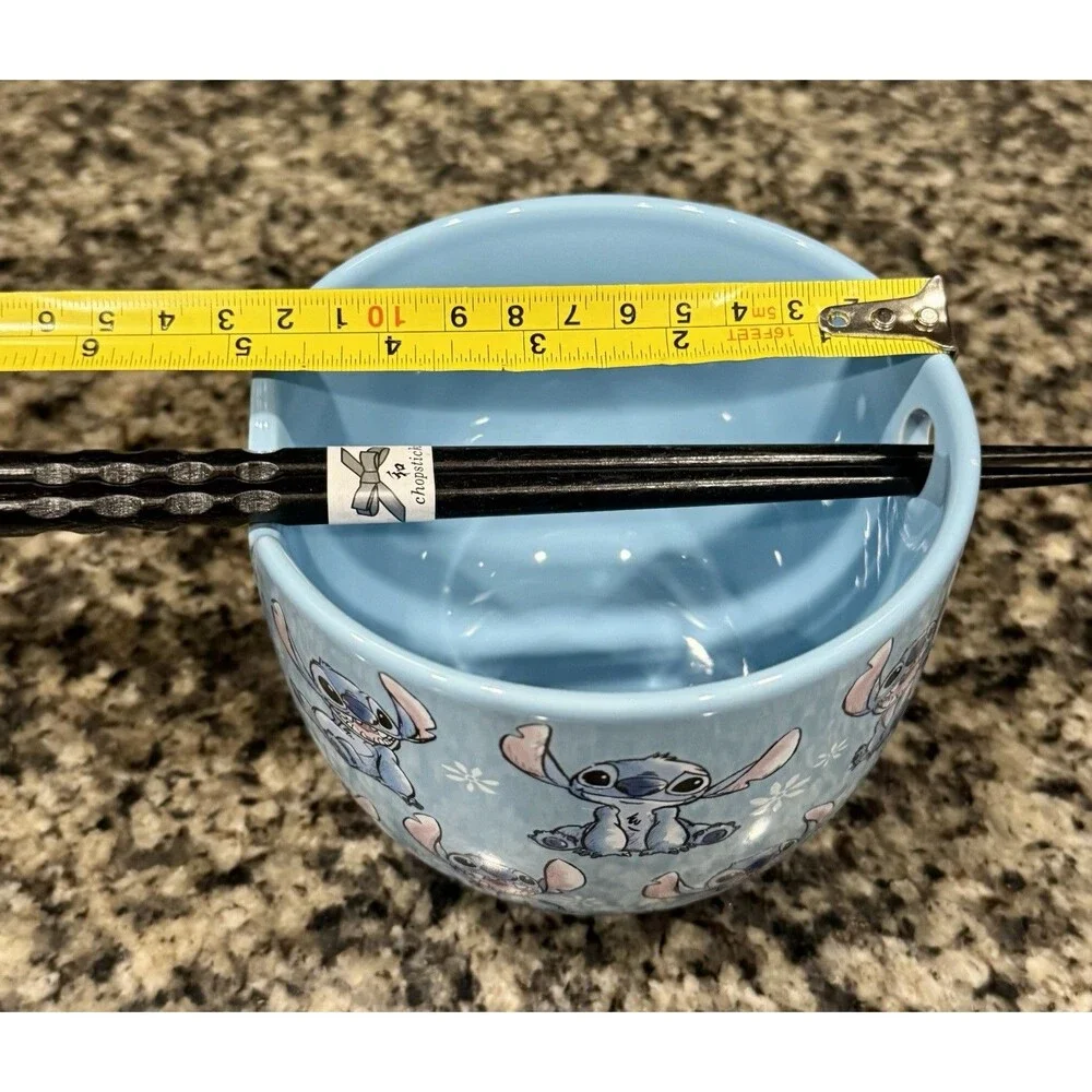Silver Buffalo Disney Lilo Stitch 20oz Ceramic Rice Bowl & Chopstick Dinning Set